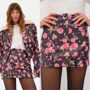 For love & lemons Wren rose faux leather mini skirt